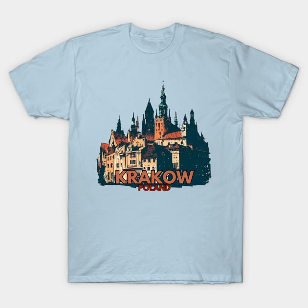 Krakow poland cityscape T-Shirt by TomFrontierArt